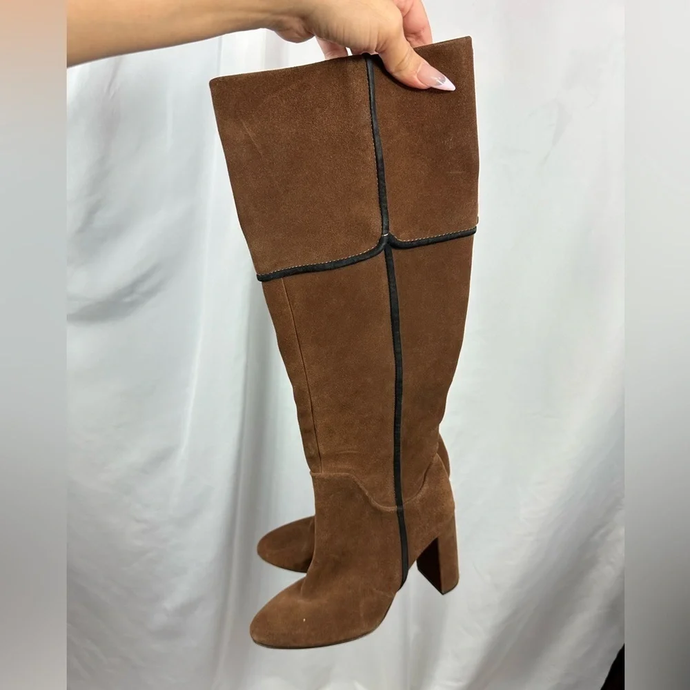 AD & Daughters Theodora brown suede boots with black lining size 7.5